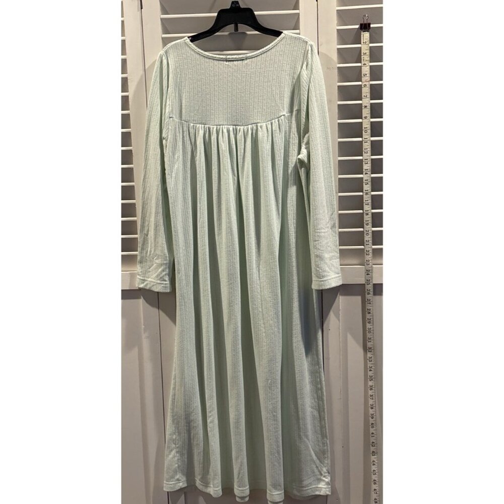 Vintage Miss Elaine Nightgown Medium Green‎ Embroidered Trim Cottagecore - Picture 2 of 4